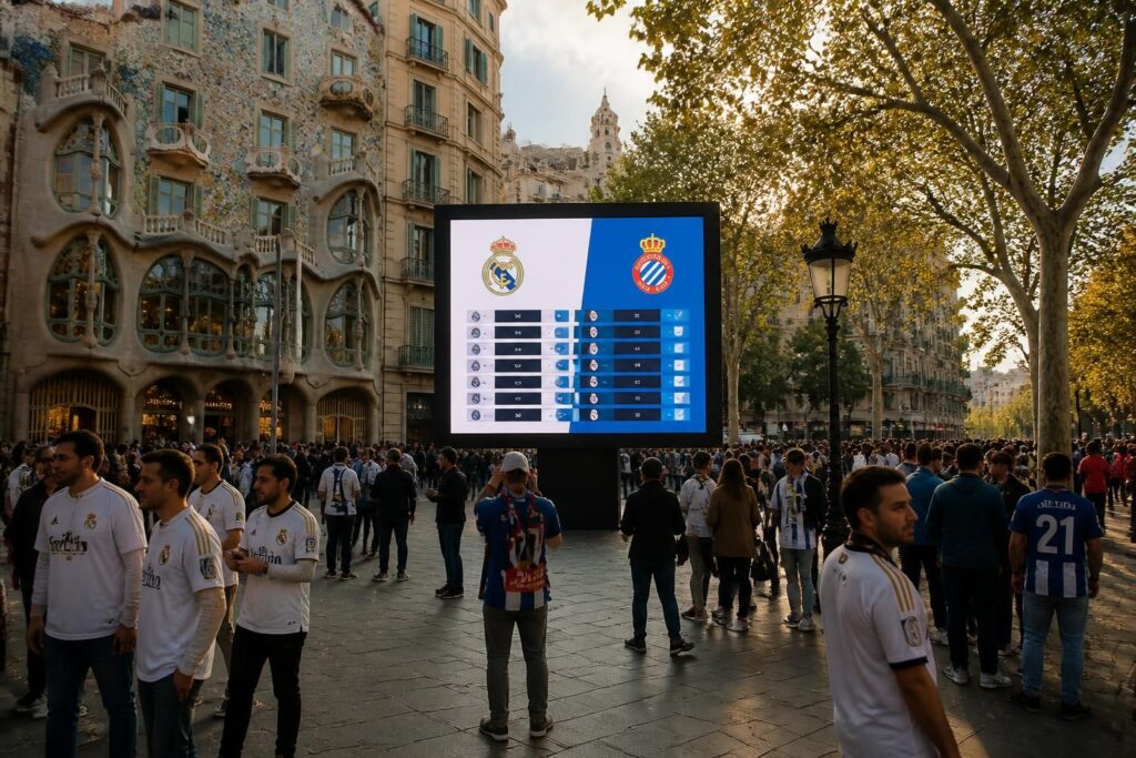 consultez le calendrier des matchs de football du real madrid et de l'espanyol à barcelone. ne manquez rien des rencontres passionnantes sur la place barcelone.