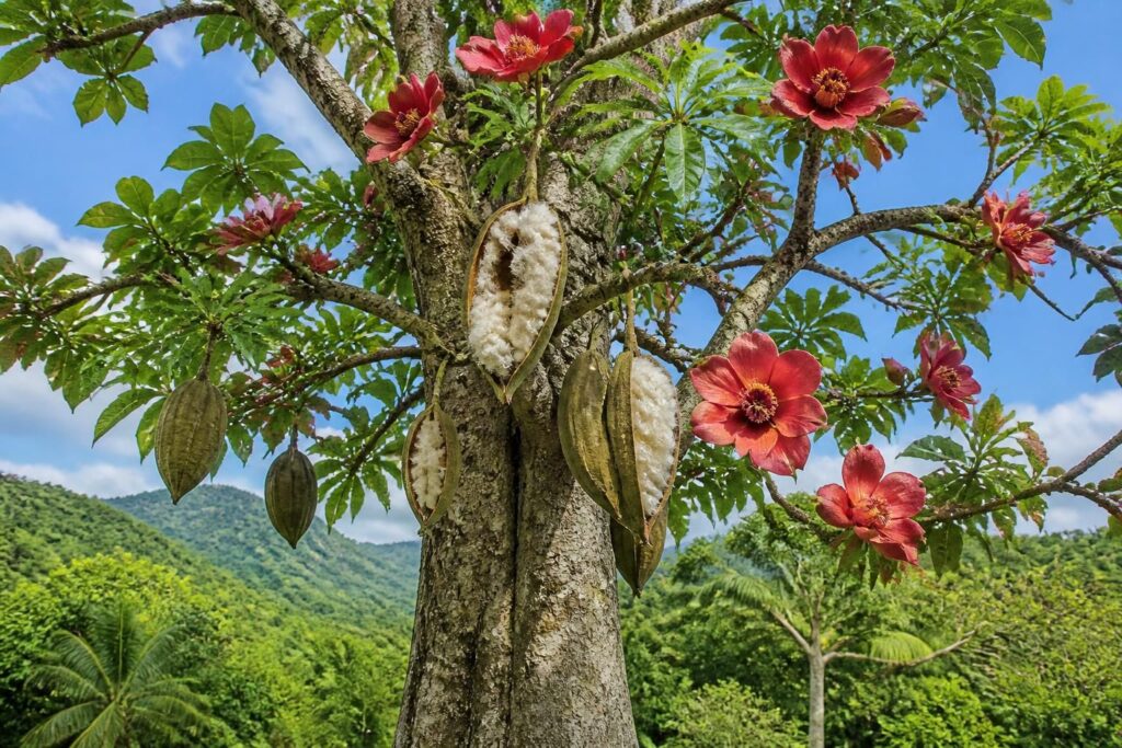 découvrez les caractéristiques du kapokier, arbre emblématique du fromager, ainsi que ses fruits et fleurs uniques.