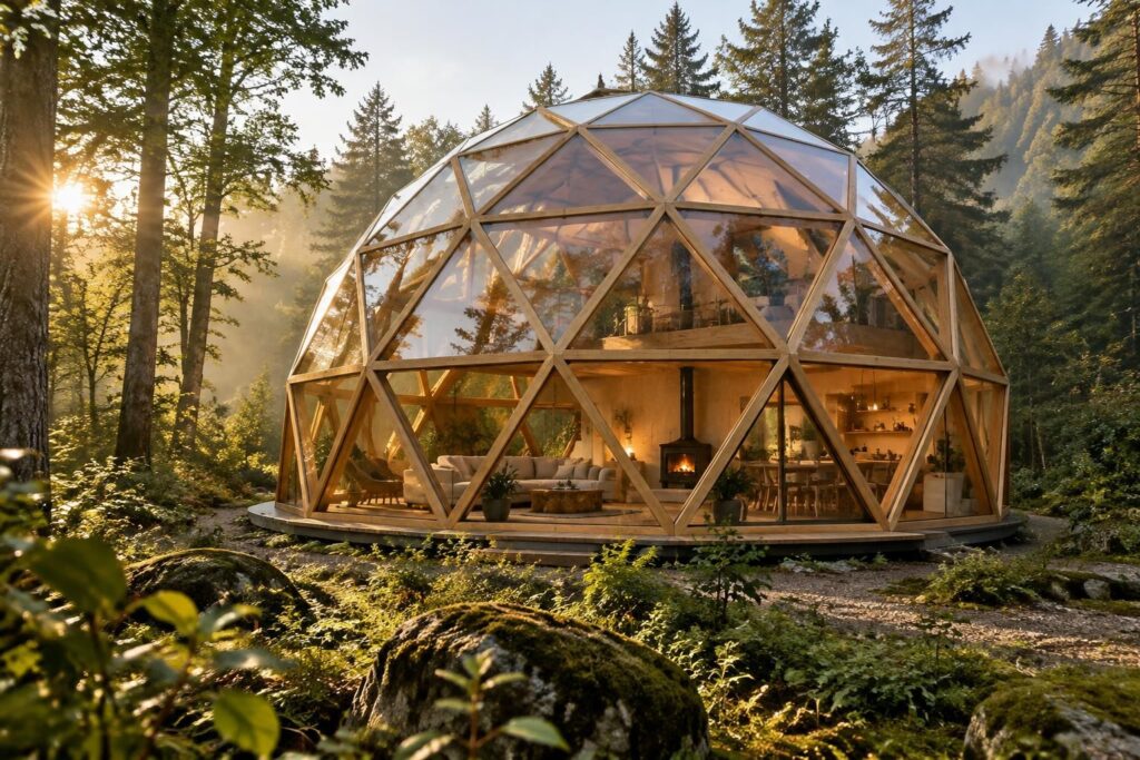Maison en dôme géodésique, vivre autrement sous une coque